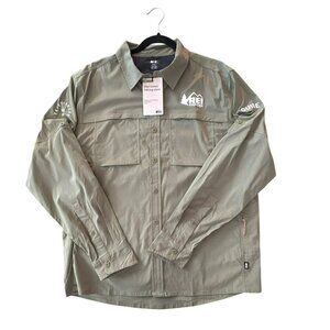 REI Co-Op Mens Sahara Guide Shirt Large Harvest Sage Green Long Sleeve Hiking